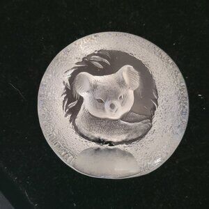 Vintage Swedish Glass Koala by Mats Jonasson 80's paperweight